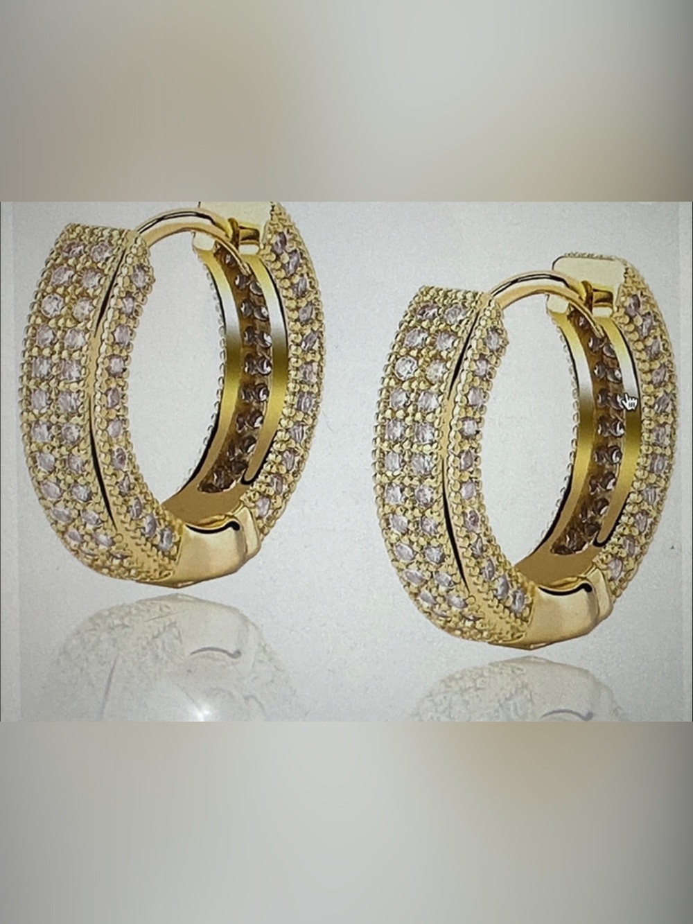 Gold Pave Hoop Earrings with Crystal Accents